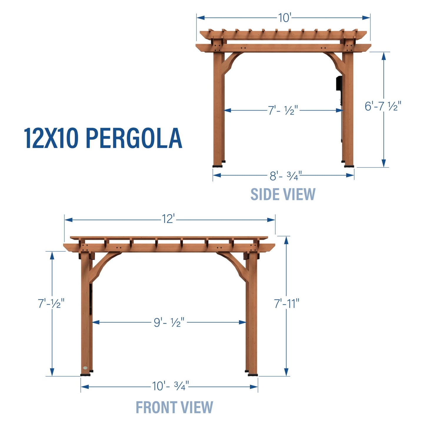 Backyard Discovery Beaumont 12' x 10' Traditional Cedar Wood Pergola Kit with Trellis Roof, All-Season Durability, High-Wind Rating, PowerPort, Shade for Outdoor Patio, Deck, Garden, and Entertaining
