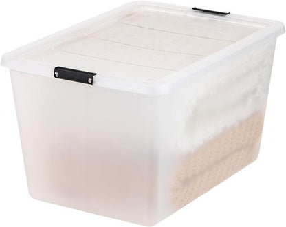 IRIS USA 4-Pack High-Capacity Clip Storage Boxes - 55 Quart Latching Lids for Home & Office Organization