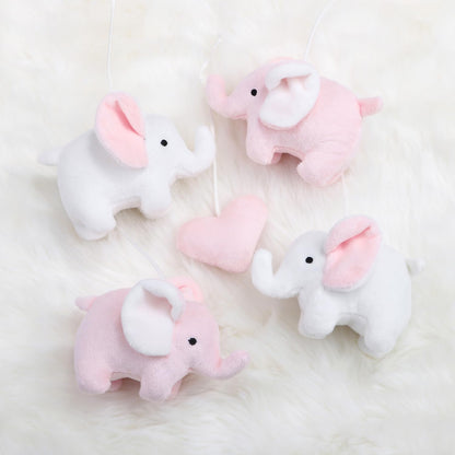 The Peanutshell Crib Mobile for Girls - Soft Pink Musical Baby Crib Mobile with 12 Lullabies, Cute Elephant Baby Pink Elephant Nursery Decor
