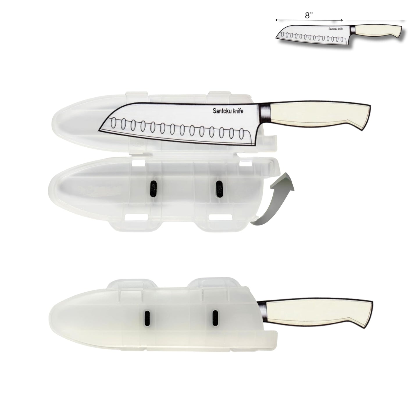 Agilux Blade Guard 8" Knife Blade Protector Made in USA Safe Storage and Transport for Kitchen Knives Protects Edges in Drawers Travel Camping RV