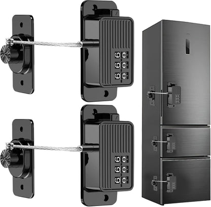 2 Pcs Refrigerator Fridge Freezer Door Lock with Password, Child Proof for Kitchen Refrigerator, Cabinets, Drawers