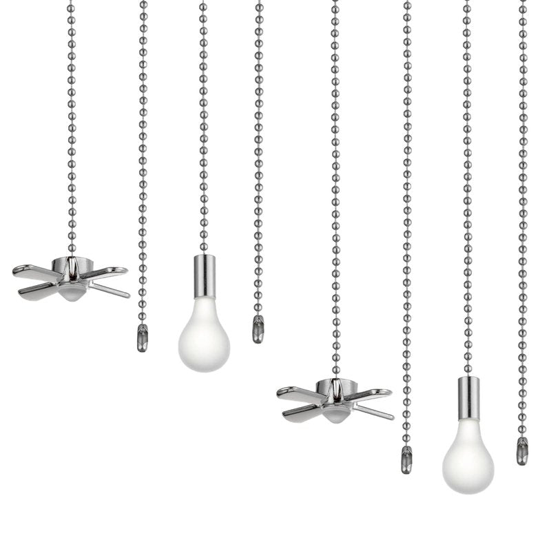 Humpptom Ceiling Fan Pull Chain, 4 Pieces of 12 Inch Bulb and Fan Pattern Pull Chain Extender Fit All Standard Ceiling Fans And Light Fixtures, Ceiling Fan Pull Chains With Decorative