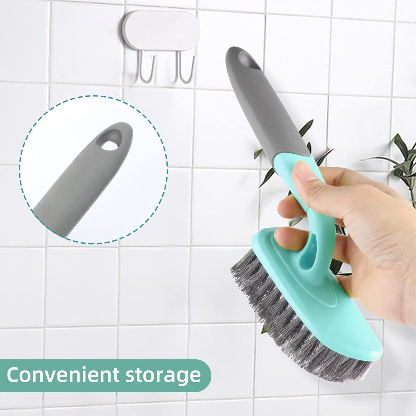 Scrub Brush, Cleaning Shower Scrubber with 9 Inch Ergonomic Handle, Heavy Duty Brush for Bathroom, Floor