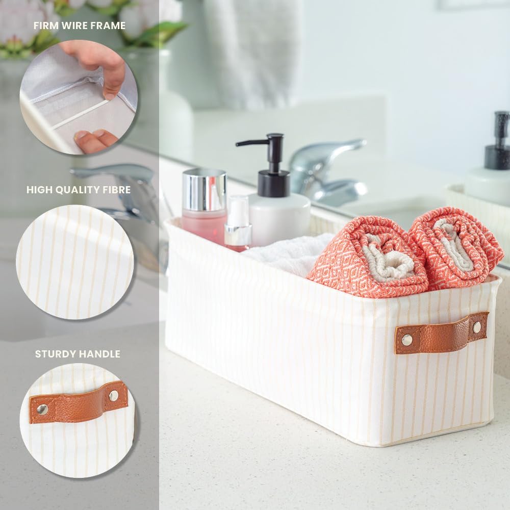 2 Pack, Closet OrganiHaus Narrow Fabric Storage Baskets Narrow Storage Bins for Shelves, Storage Bins for Pantry