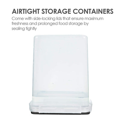 Vtopmart 4 PCS Large Food Storage Containers 5.2L / 175oz, 4 Pieces BPA Free Plastic Airtight Canisters for Flour, Sugar, Baking Supplies, Rice with Lids, 4 Measuring Cups and 24 Labels, Black