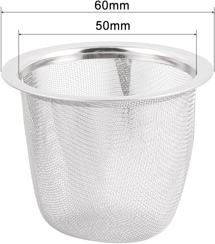 uxcell 8pcs Stainless Steel Tea Leaf Spice Round Wire Mesh Teapot Filter Strainer, 60mm Dia, 50mm Depth
