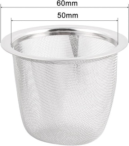 uxcell 8pcs Stainless Steel Tea Leaf Spice Round Wire Mesh Teapot Filter Strainer, 60mm Dia, 50mm Depth