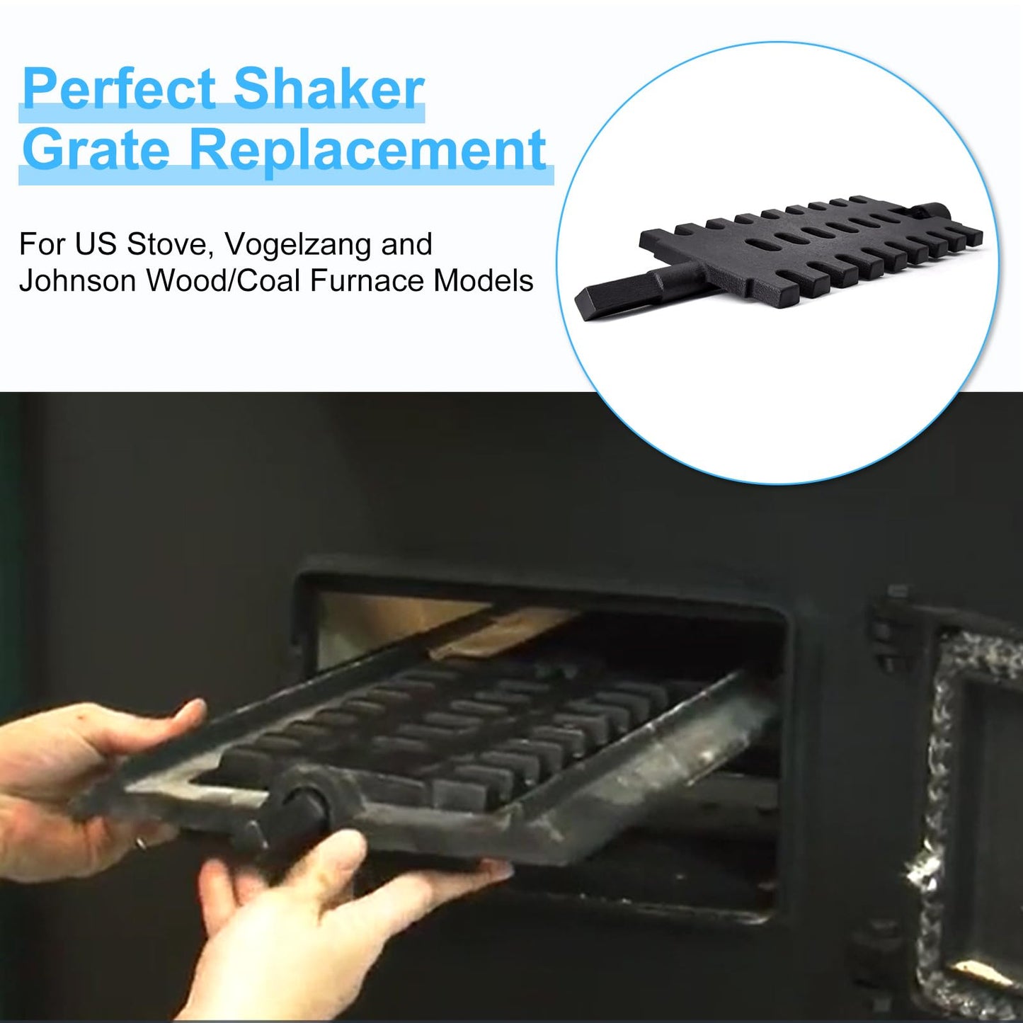 Adviace 40257 Shaker Grate Replacement for US Stove Hot Blast 1500, 1557M, Ashley 22AF and Vogelzang Norseman 1500, 2500 Wood Coal Furnaces. (2 Pack)