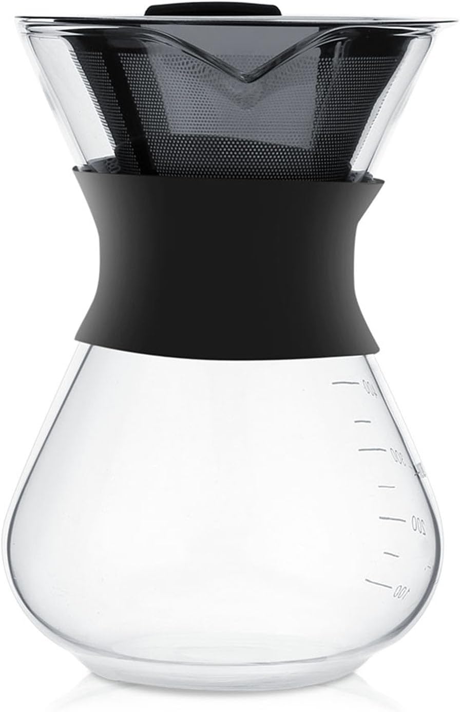 Manual Hand Drip Coffee Maker, Glass Pot with Stainless Steel Filter, Chemex Kaffeekaraffe 400 Drip Coffee