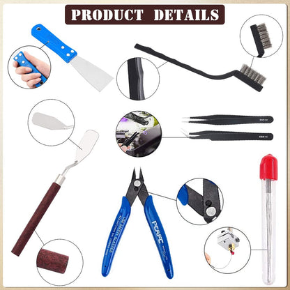 OLYCRAFT 23PCS 3D Printer Tool 3D Printer Nozzle Cleaning Tool Removal Tool Kit Includes Putty Knife, Wire Brush, Wire Flush Cutter, Scraper Knife, Diamond Files and Tweezer for Cleaning 3D Printer