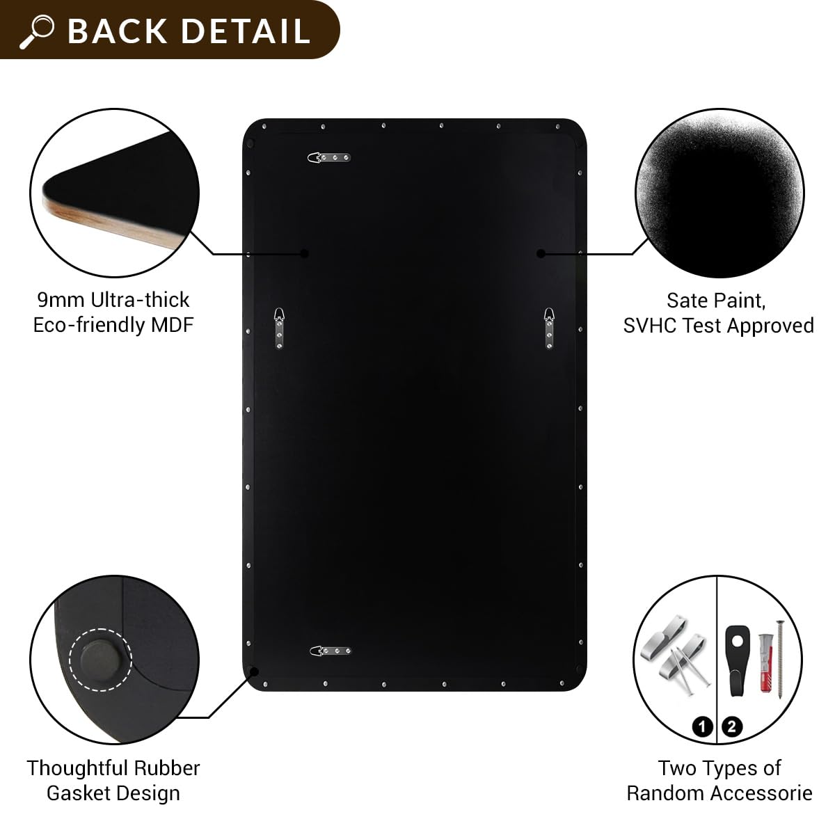 ANDY STAR 30”x48” Black Bathroom Mirror, Wall Mirror for Bathroom, Rounded Rectangle Mirror in Premium Stainless Steel Metal Frame Hangs Horizontal Or Vertical (Matte Black)