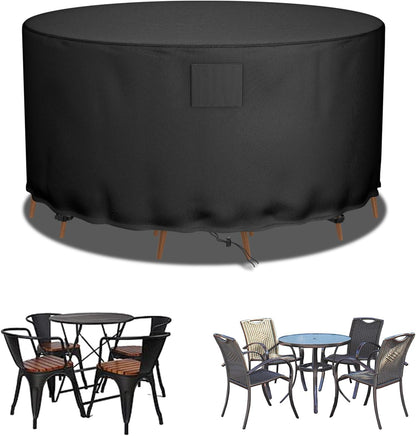 600D 50''D 28''H Falflor Round Patio Table & Chair Cover - Oxford, Waterproof, Windproof, Anti-UV - x