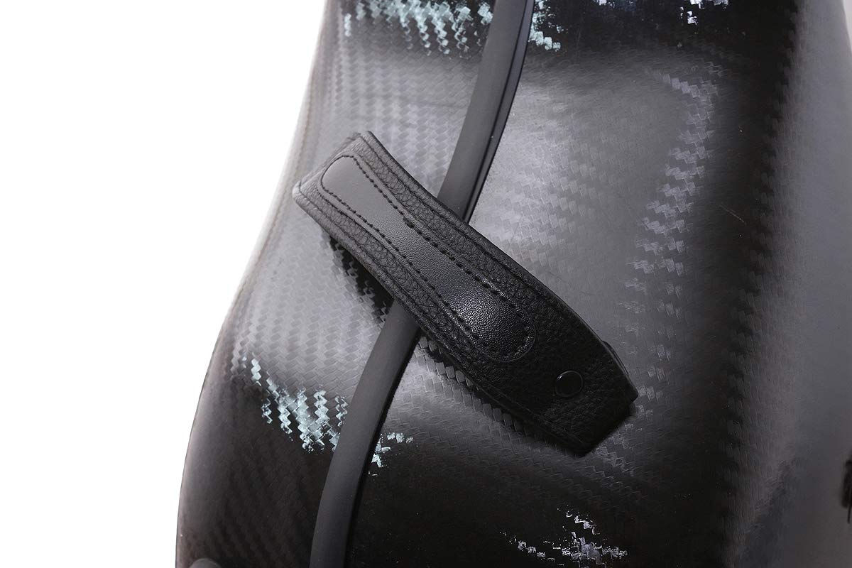 Vetimobato Ultra-Lightweight Braided Carbon Fiber Cello Case 4/4 Full Size Hard Shell with Wheels,Backpack Straps,Bow Holders ca. 3.6kg (Black)