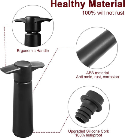 Wine Saver Pump with 8 Vacuum Wine Stoppers, Wine Bottle Stoppers with Food Grade Silicone Leak Proof