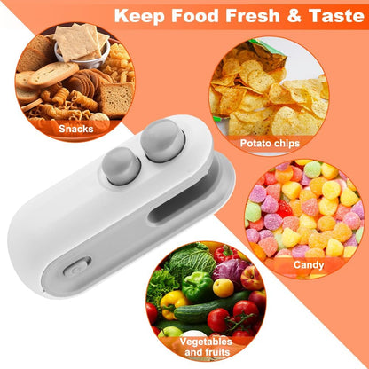 Mini Bag Sealer, USB-C Rechargeable 2 in 1 Heat Sealer with Cutter, Portable Resealer for Food Storage