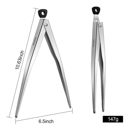 Huakai Locking Stainless Steel Kitchen Tongs, 12-inch Grill Tongs,Heat-Resistant up to 600°C, Precision Serrated Tip Design,Easily Grab and Flip Toss Steaks, Bread, Pizza, Salads, and Grilled Foods