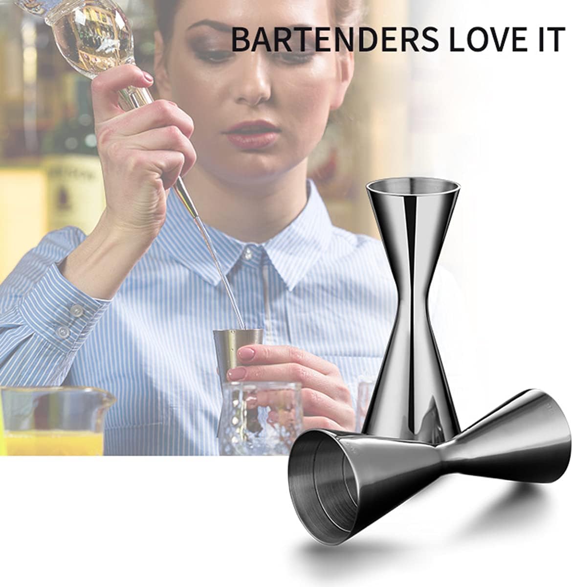Double Cocktail Jigger with Measurements, 2 oz 1 oz Jigger for Bartending, 304 Stainless Steel Bar Tools