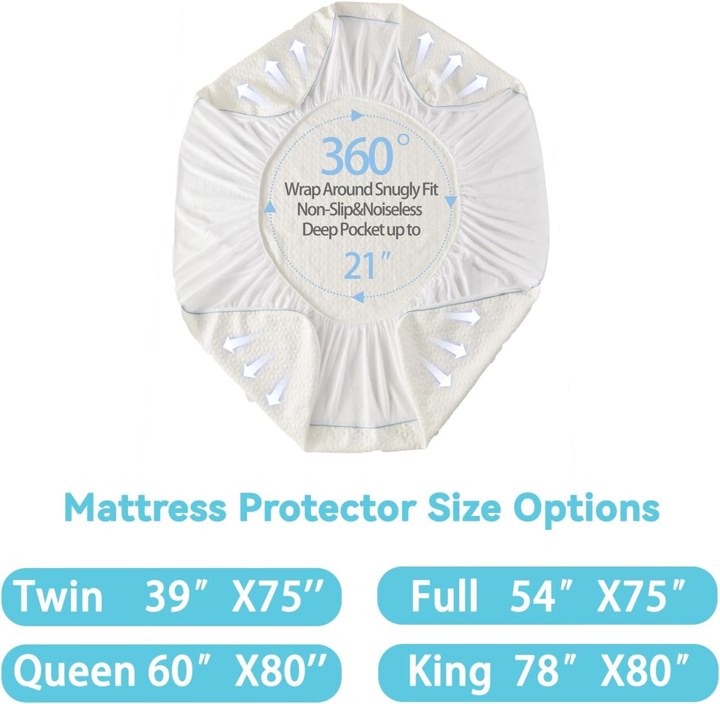 BedTreat Waterproof Mattress Protector Full Size Bed Cooling Mattress Cover, Breathable Noiseless Washable Bed Pad