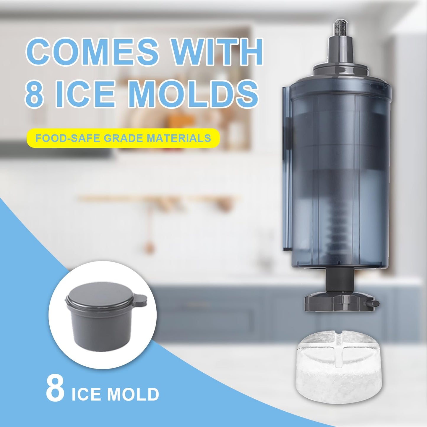 Shaved Ice Attachment for Kitchen Aid Stand Mixer - Snow cone Machine, Shaved Ice Maker,Snow Ice Machine，Include 8 Ice Molds, Fit for All Kitchen Aid Mixer