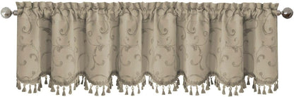 Elrene Home Fashions Mia Jacquard Scroll Blackout Valance, 52" x 19" (1 Valance)