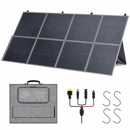400W Portable Foldable Solar Panel, 23% High Efficiency, PD45W USB-C QC3.0 USB-A XT60 DC Port, Solar Charger with Dual Kickstands for Camping RV Off-Grid 12V Battery (400W 39 × 74 in)