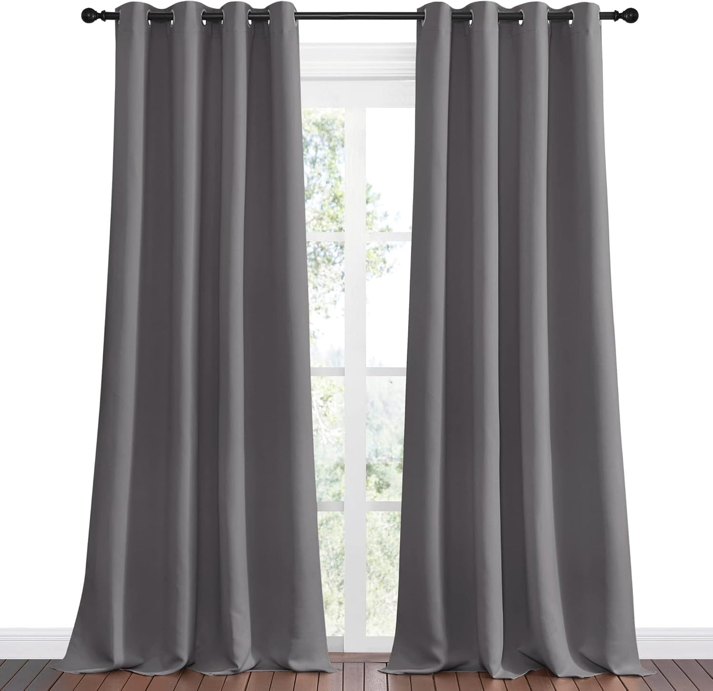 NICETOWN Blackout Curtains - Triple Weave Thermal Insulated Grommet Draperies | 55"x96", Grey (1 Pair)