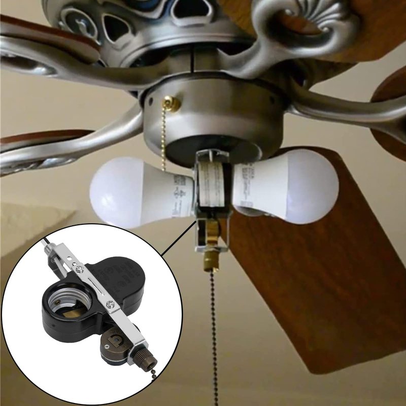 Ceiling Fan Switch ZE-310D Light Socket Pull Chain Switch, Compatible with Hunter Fan, Ceiling Fan Lamp Light, Lamp Holder E95014-Bronze Chain