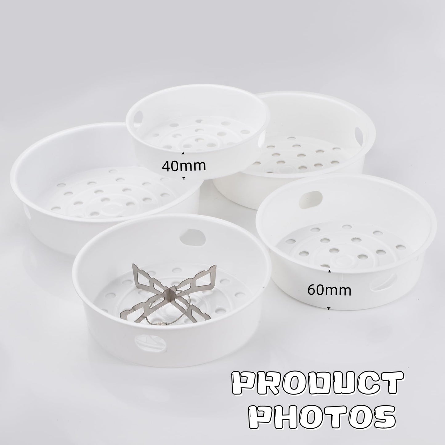5 PCS PP Steamer Baskets+1 Stainless Steel Collapsible Cross Rack(5 Sizes) for Rice Cooker, Kitchen Cookware & Food Draining