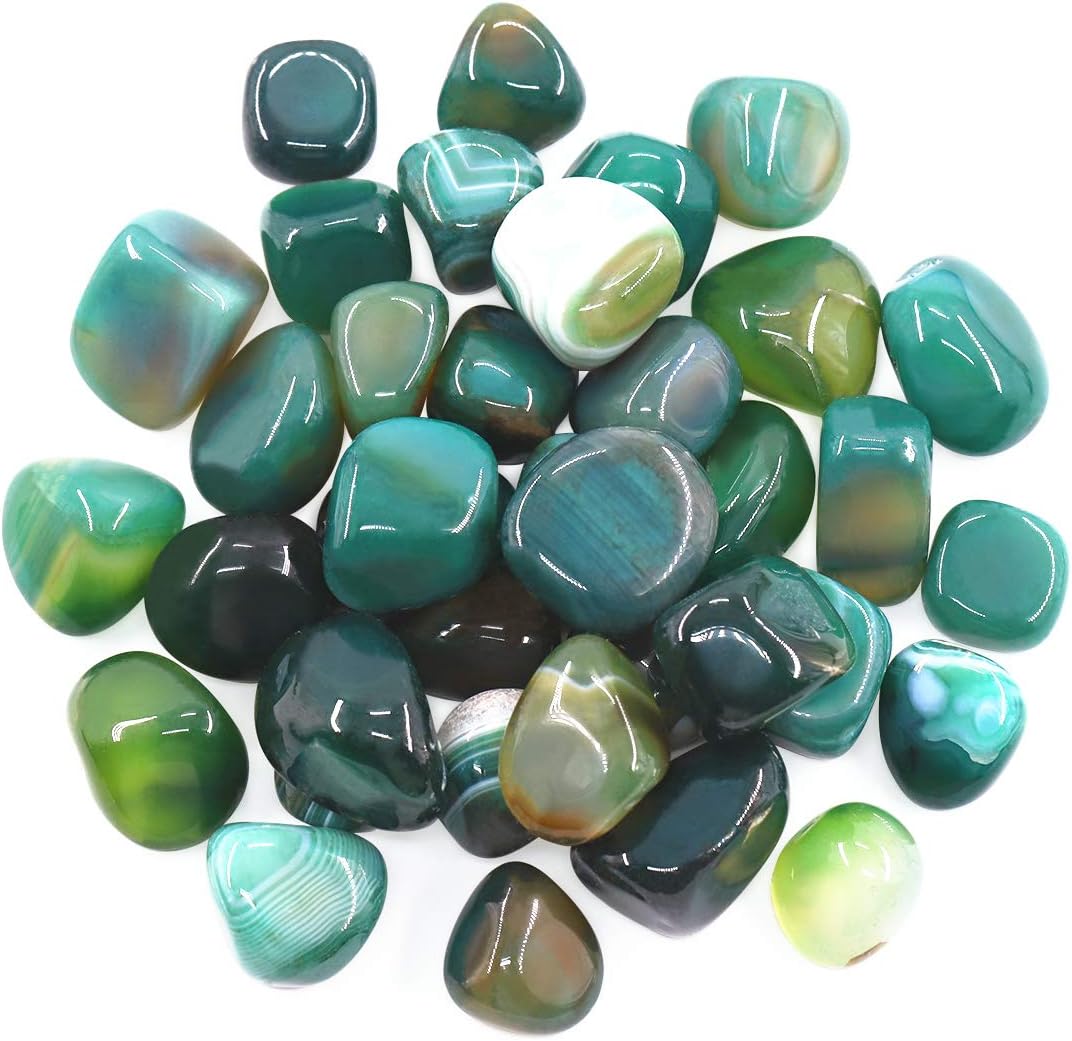 Hilitchi Green Agate Stone Tumbled Stones for Plants, Cacti & Succulents Bedding, 1lb (455g) Bag