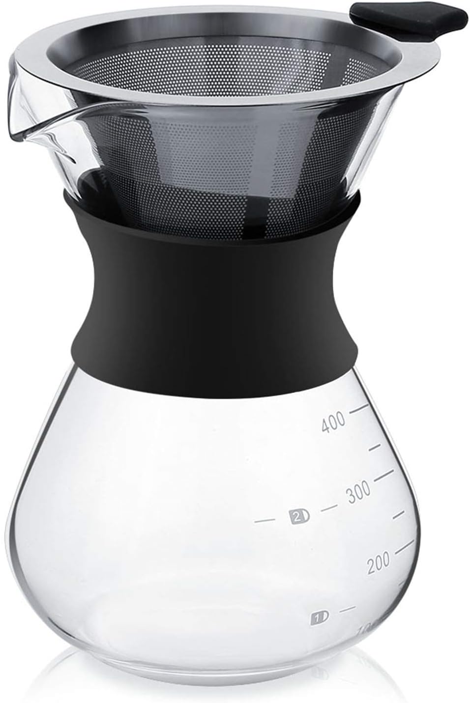 Stainless Steel Coffee Pot, Pour Pot Filter Carafe with Dripper Brewer for Glass 400ml Coffeemaker