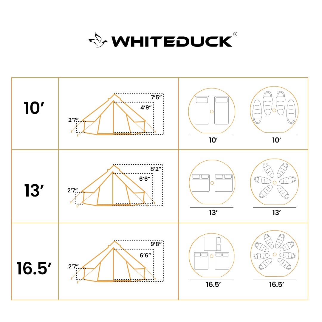 WHITEDUCK Regatta Canvas Bell Tent - w/StoveJack, Waterproof, 4 Season Luxury Camping and Glamping Yurt Tent Outdoor (16.5' (5M), Water Repellent, Sandstone Beige)