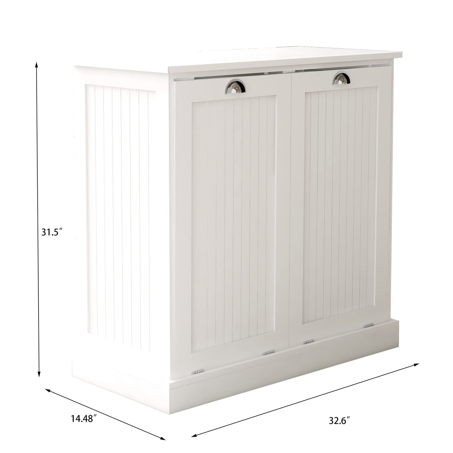 agnixnaf Laundry Sorter Cabinet, Two-Compartment Tilt-Out, for Small Bothroom, White Storage Cabinet