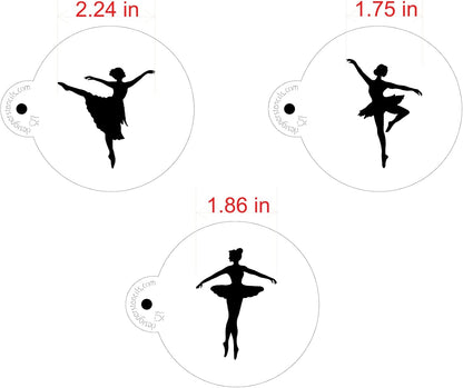 Designer Stencils Ballerina Cookie Stencil Set, Beige/Semi-Transparent, fits 3 inch circle