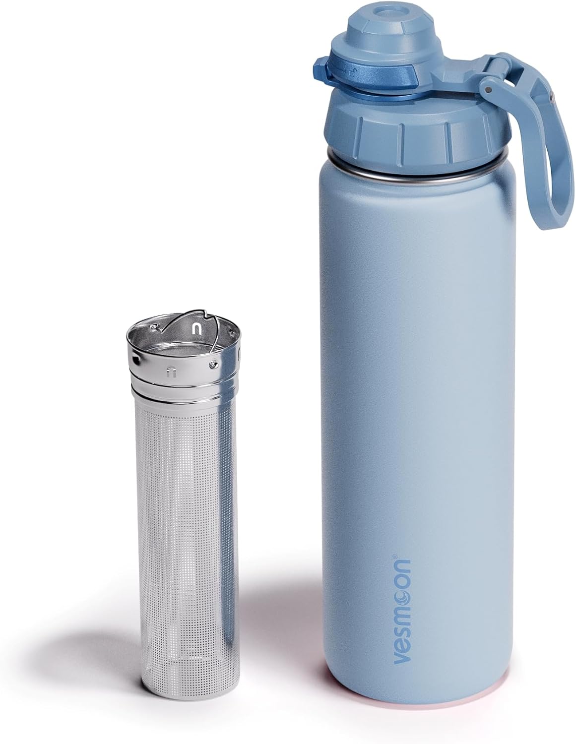 24 Oz 24 Vesmoon Vessence Stainless Steel Tea Infuser Bottle for Loose Leaf Tea, Water, Herbs, Fruits - Triple Layered
