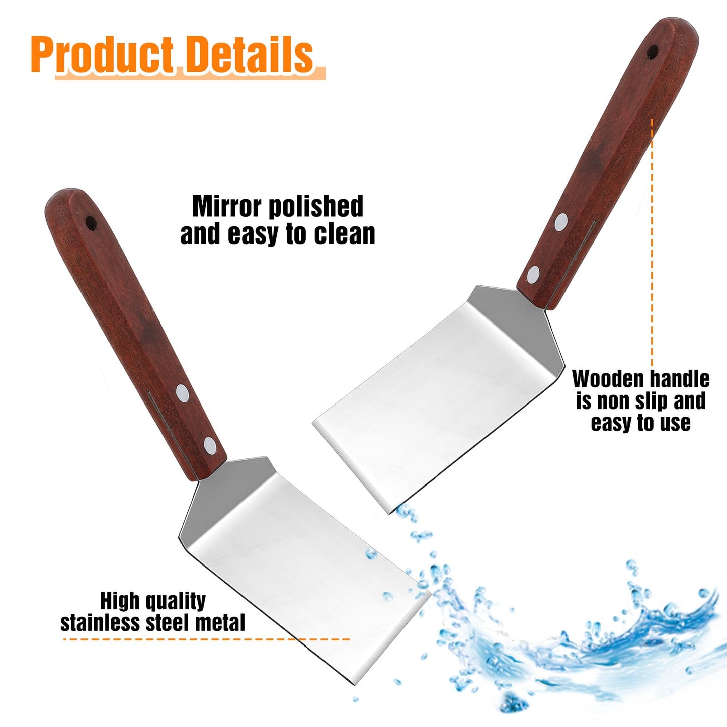 Afcabakila 20 Pcs Small Brownie Cookie Spatula, Metal Stainless Steel Pizza Spatula with Wooden Handle, Cake Baking Triangular Spade Shovel for Desserts Cutting & Serving Desserts, Brownies & Lasagna