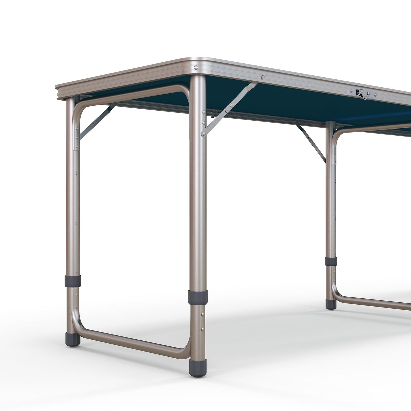 8ft Portable Beer Pong Table with Adjustable Legs, Folding Camping Table, Aluminum Picnic Table, for Party, Travel, BBQ, Beach, Blue and White