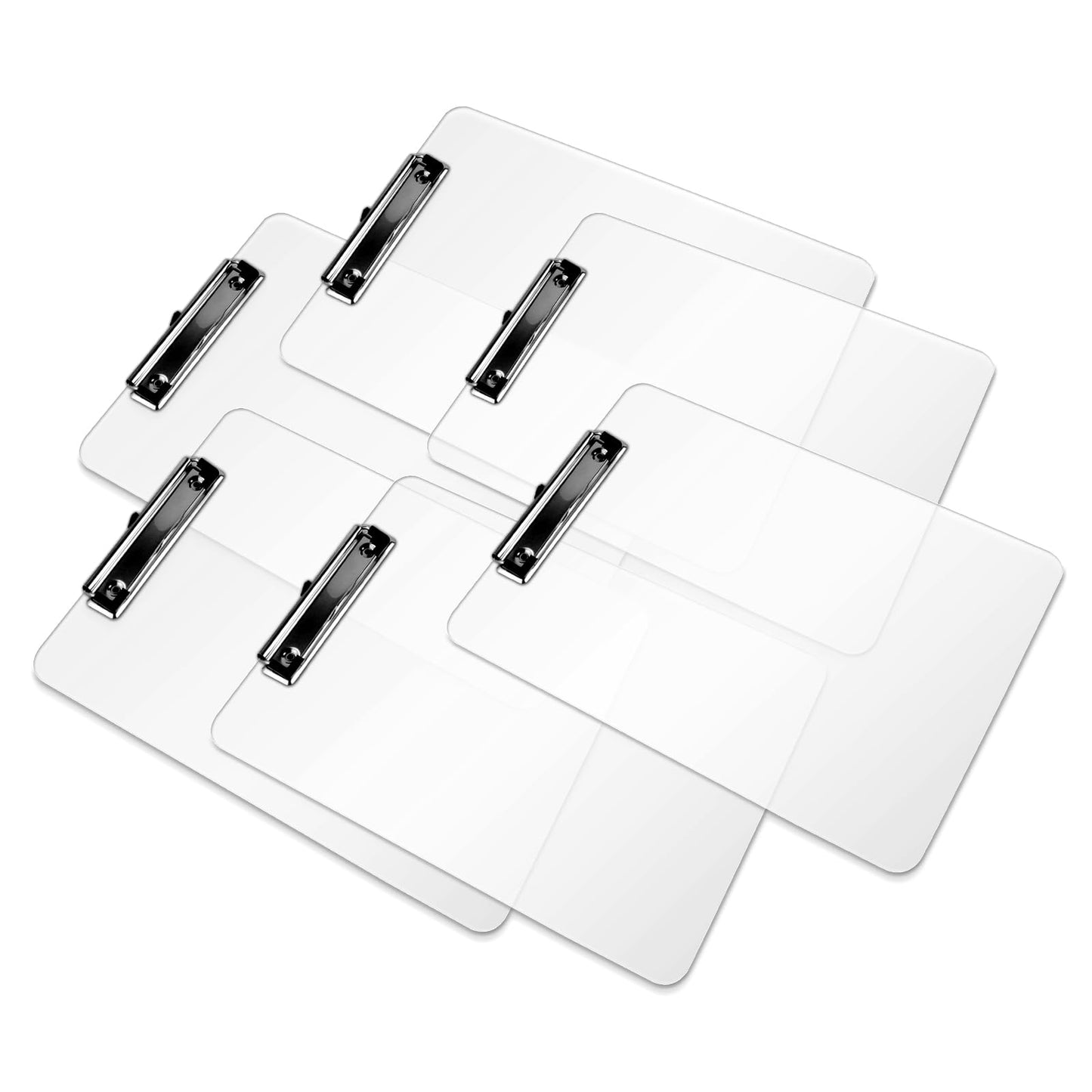Macroclo Plastic Clipboards, A4 Acrylic Clear Board 8.5x11 for Classroom, Students, Transparent Letter Size 9" x 12.5" with Low Profile Clip, Office & School Supply(Pack of 6)