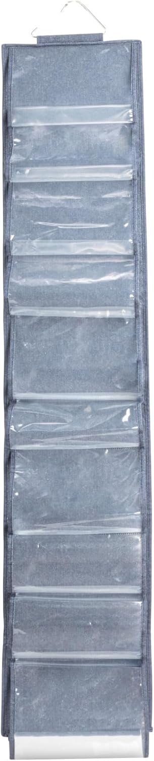 20 Household Essentials Over-the-Door Cotton Blend and Plastic Shoe Organizer with Storage Pockets, Denim