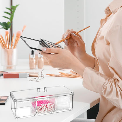 Unomor Tea Bag Organizer Box with Lid - Divided Acrylic Tea Storage Chest 9.17X3.74X3.26In Multi-Compartment Bag Holder for Kitchen Countertop Office and Home