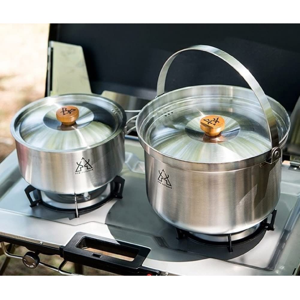 It likes KZ Premium camping outdoor Stainless Steel Clad Cook Set 6P