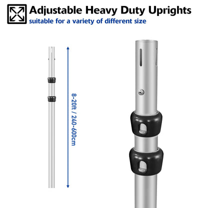 Hecis Pipe and Drape Adjustable Uprights, 8-20ft Upright for Pipe Frame, Backdrop Stand & Curtain Stand & Background Stand -3 Pack