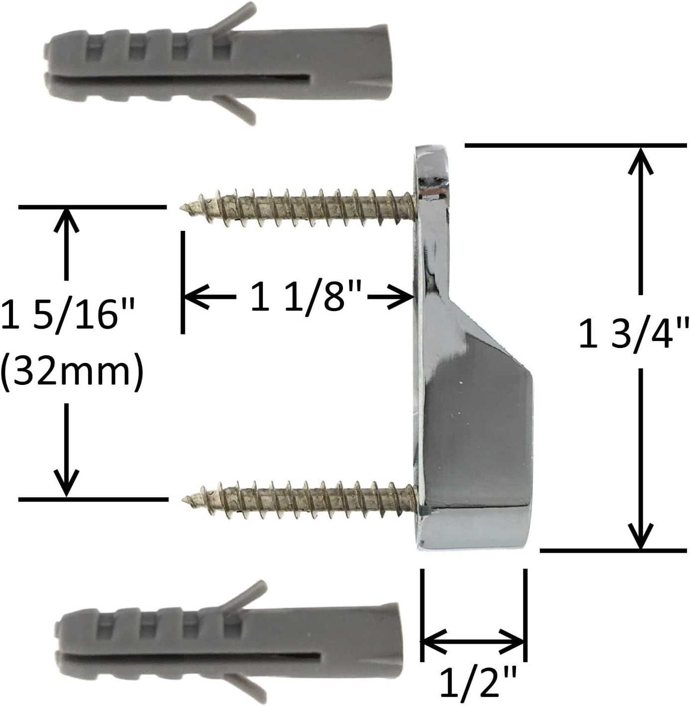 60" Polished Chrome Oval Closet Rod with Screw-On End Supports, 1 Pack