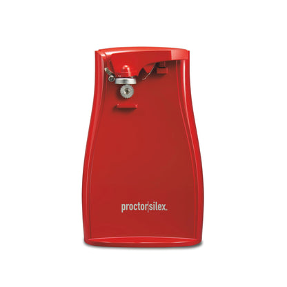 Proctor Silex Power Electric Automatic Can Opener for Kitchen with Knife Sharpener, Twist-off Easy-Clean Lever, Cord Storage, Red (75226)