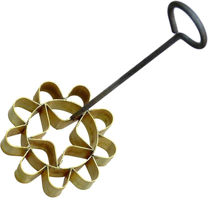 Dok Jok Brass Mold Thai Dessert Maker, Medium Rosette Lotus Flower Cookie Mold with Handle, 3.14 Inch Diameter