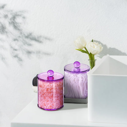 XIPENGKEJI Qtip Holder Set - 4 Pack Apothecary Jars with Lids for Bathroom Organization | 10oz-12oz Purple Canisters