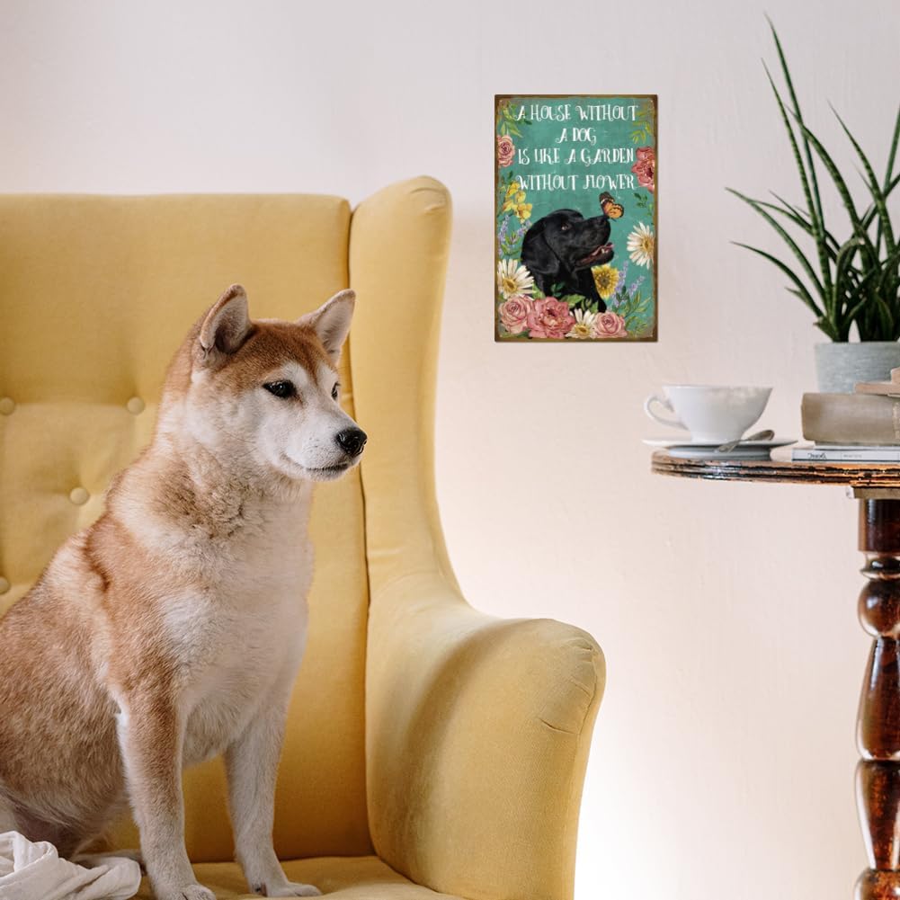 GLOBLELAND "A House Without A Dog is Like a Garden Without Flower" Vintage Black Dog Metal Sign for Home