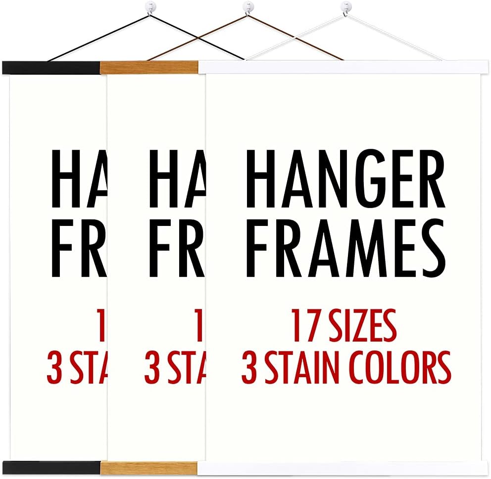 Ywlake Magnetic Poster Hanger, 18x24 and 18x12 Wooden Magnet Print Hangers for Walls (Teak Wood)