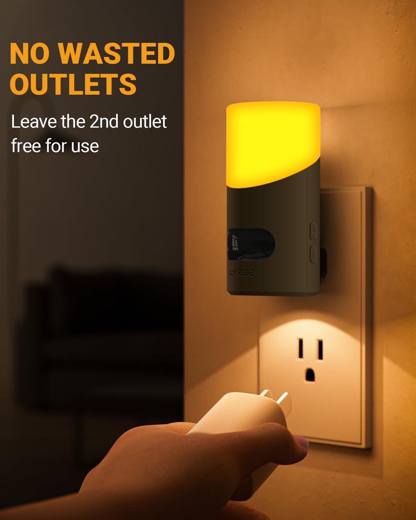 Lyridz LED Night Lights Plug into Wall with Motion Sensor, 1-150LM Dimmable Plug-in Nightlight Indoor for Bedroom, Bathroom, Hallway, Stairs, Pet House, Toilet, 2 Pack
