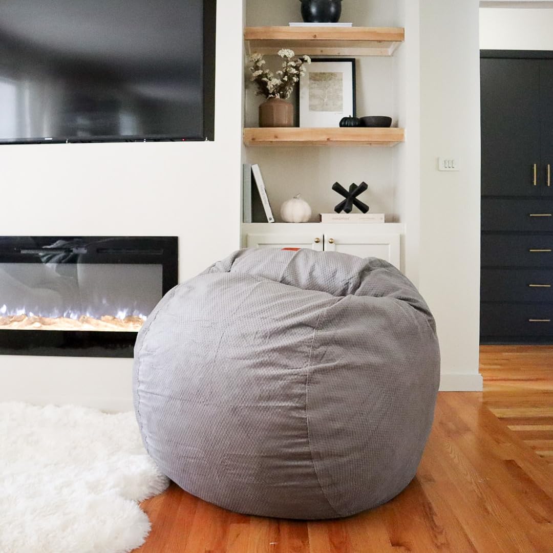 CordaRoy's Chenille Bean Bag Chair, Convertible Chair Folds from Bean Bag to Lounger, As Seen on Shark Tank, Charcoal - Full Size