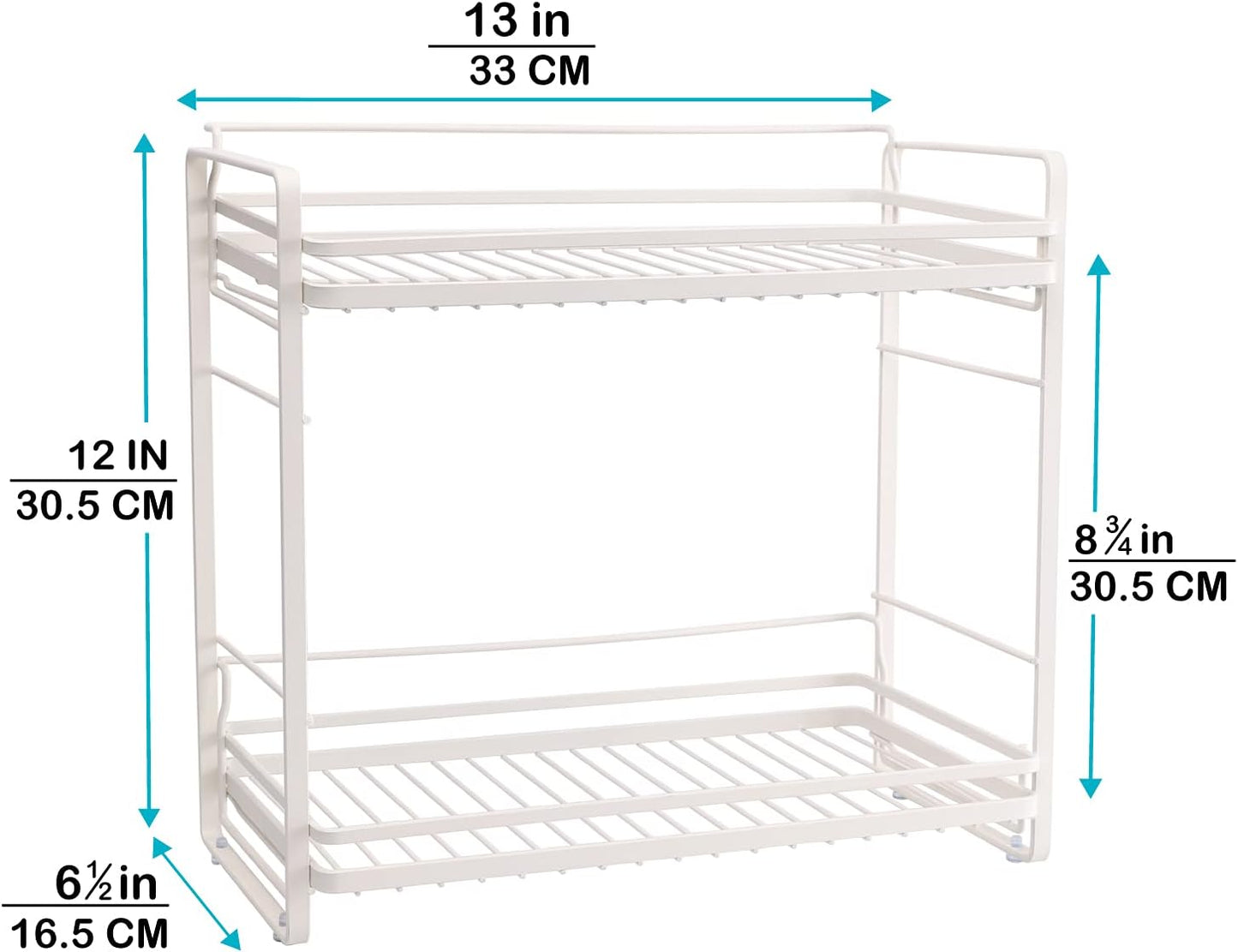 zccz 2-Tier Bathroom and Kitchen Organizer, Easy Assembly Storage in White Cream Color for Countertop